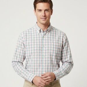 J. Crew Gingham Button Down Shirt Pink Green White Plaid Preppy L Pastel